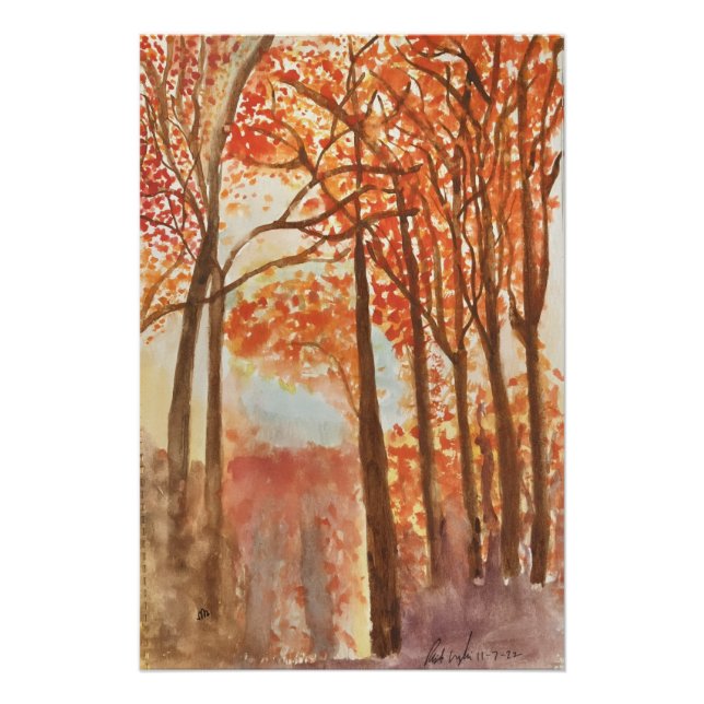 Poster Aquarelle Bois d'automne (Devant)
