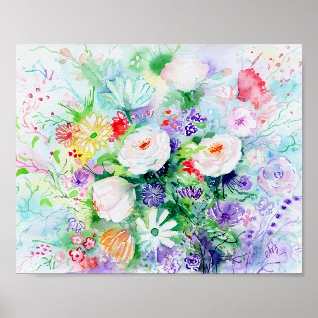 Poster Aquarelle Bonne Mood Flowers 8x10 (Devant)