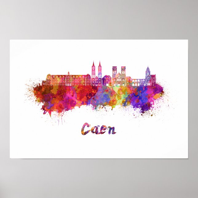 Poster Aquarelle Caen (Devant)