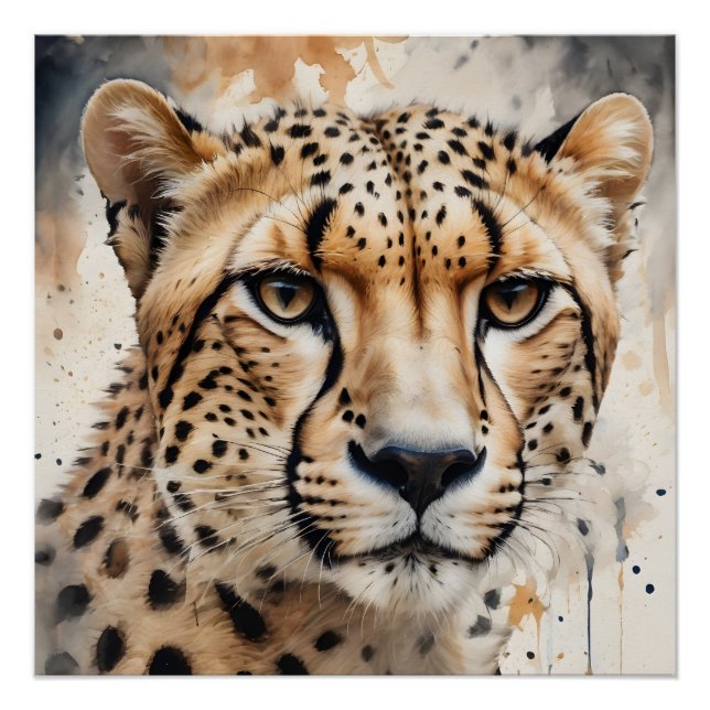 Poster Aquarelle Cheetah no 10 (Devant)