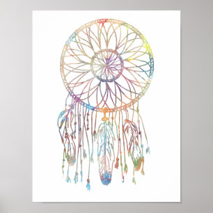Poster Aquarelle colorée Whimsical Dream Catcher