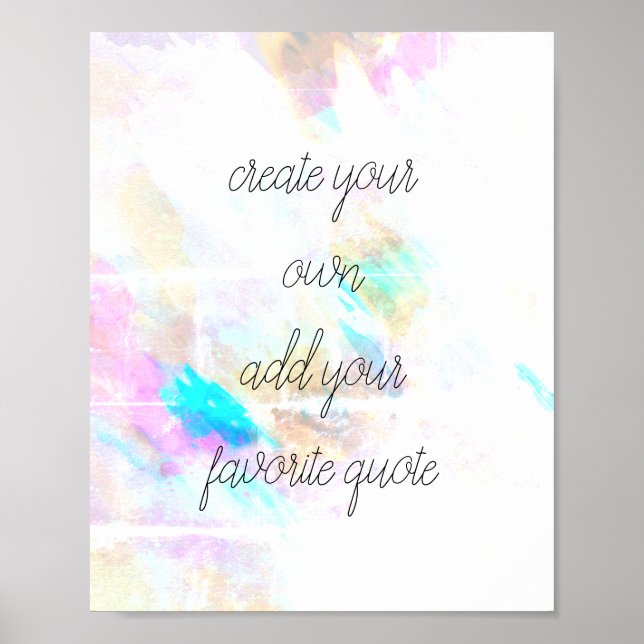 poster aquarelle créer votre propre devis art mur (Devant)
