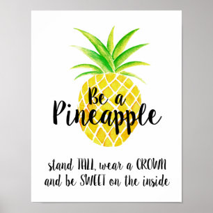 Poster Aquarelle d'ananas haute porte une couronne