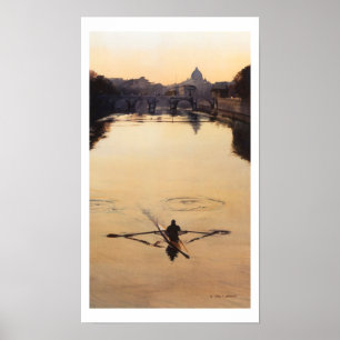 Poster "Aquarelle de bateau de Kayaker du rameur"