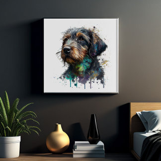 Poster Aquarelle de Chiot de Chiot de Fil Feu mignon