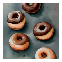 Aquarelle de Donuts au chocolat