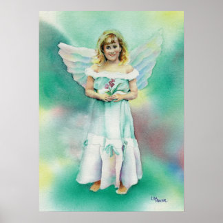 Poster Aquarelle de la petite fille ange