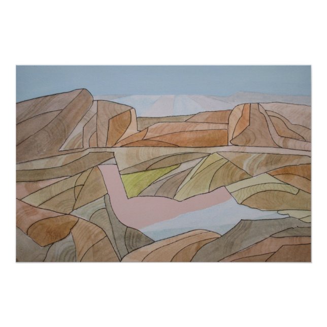Poster Aquarelle de plage perdue Imprimer (Devant)