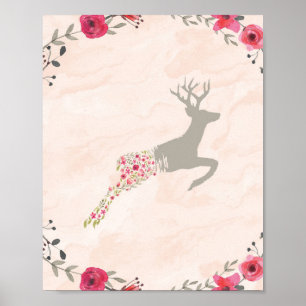 Poster Aquarelle Deer Art Imprimer