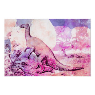 Poster Aquarelle Dinosaur iguanadon vintage