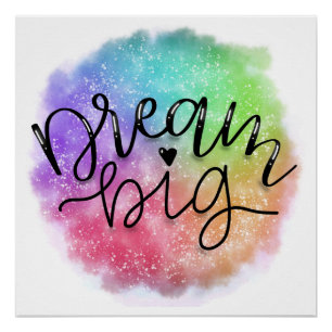 Poster Aquarelle Faux Galaxy Rainbow Dream Big