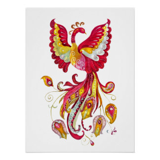 Poster Aquarelle Firebird ou Phoenix Imaginaire Créature