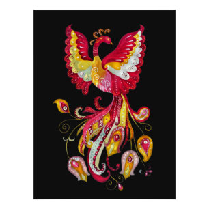 Poster Aquarelle Firebird ou Phoenix Imaginaire Créature