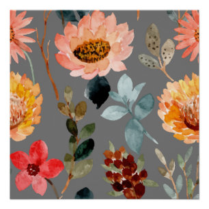Poster Aquarelle Fleur coloré Nature mignonne