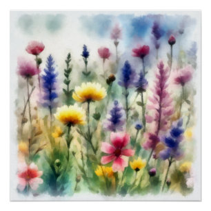 Poster Aquarelle, fleurs des champs
