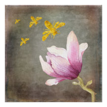 Aquarelle Flower & Gold Bees