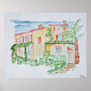 Poster Aquarelle Français  Sud de la France