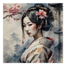 Aquarelle Geisha no 1