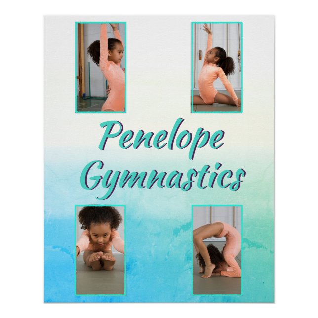 Poster Aquarelle Gradient Nom personnalisé, Sport & Photo (Devant)