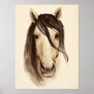 Poster Aquarelle Grange Animaux   Cheval