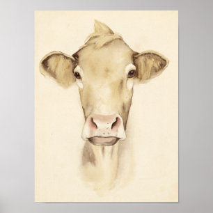 Poster Aquarelle Grange Animaux   Vache