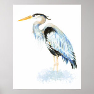 Poster Aquarelle Great Blue Heron Oiseau Art