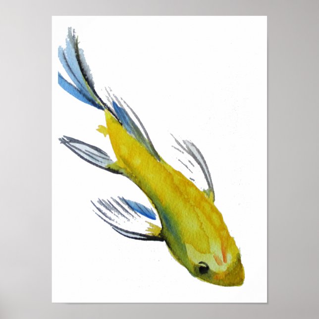 Poster Aquarelle japonaise jaune (Devant)