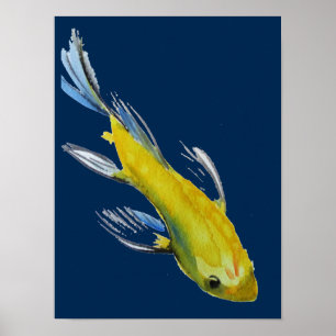 Poster Aquarelle japonaise jaune