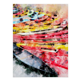 Poster Aquarelle Kayak