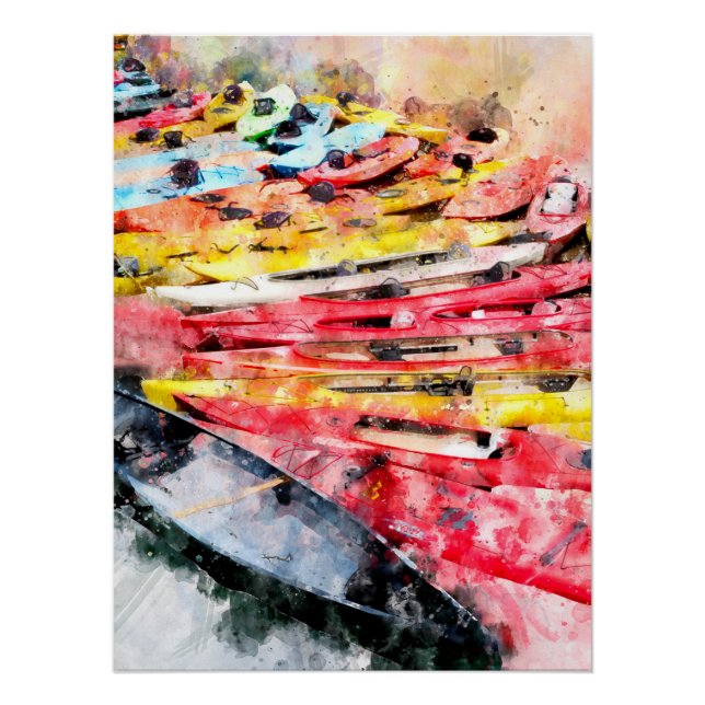 Poster Aquarelle Kayak (Devant)