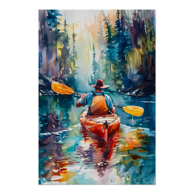 Poster Aquarelle Kayak Peinture (Devant)