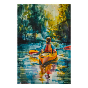 Poster Aquarelle Kayak Peinture