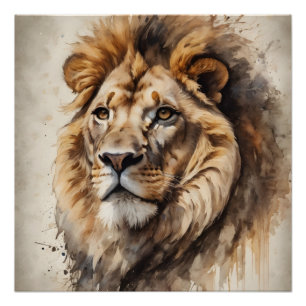 Poster Aquarelle Lion no 4