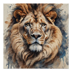 Poster Aquarelle Lion no 7