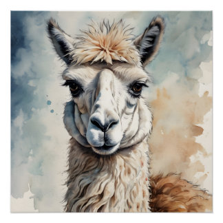 Poster Aquarelle Llama no 2