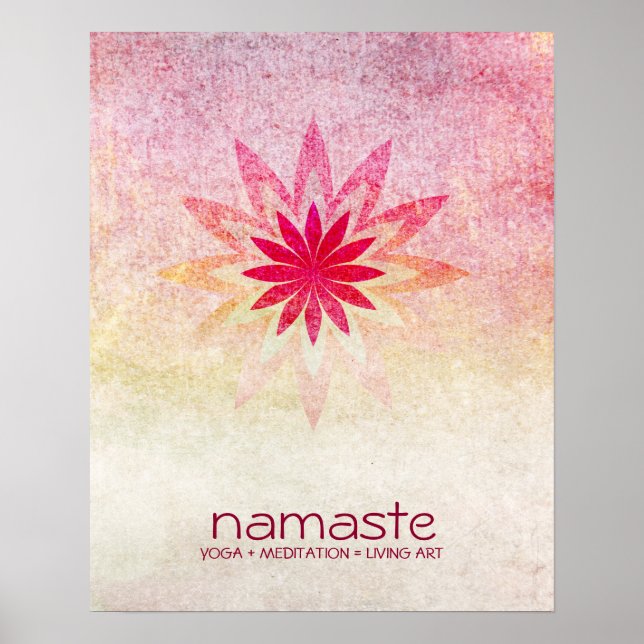 Poster Aquarelle Lotus Fleur Namaste Méditation Yoga (Devant)
