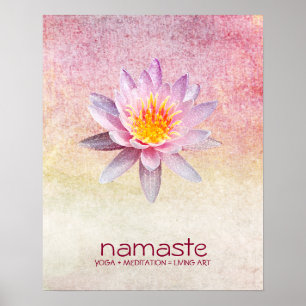 Poster Aquarelle Lotus Fleur Namaste Méditation Yoga