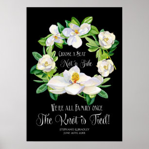 Poster Aquarelle Magnolia Wreath noir blanc Art moderne