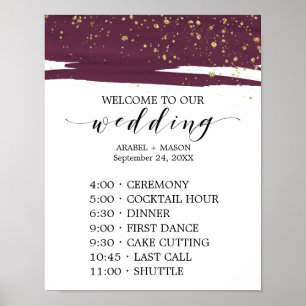 Poster Aquarelle Marsala & Gold Sparkle Ordre des événeme