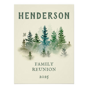 Poster Aquarelle Misty Wood Retro Rustic