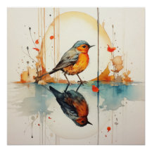 Aquarelle Oiseau : détails merveilleux en minimali