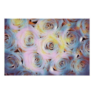 Poster Aquarelle Peinture de roses violets roses