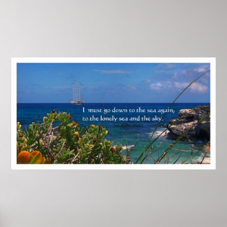 Poster Aquarelle Poésie de la mer des Caraïbes