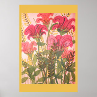 Poster Aquarelle rose Abstraite