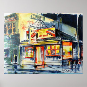 Poster Aquarelle rouge Hot Ranch de 36 po x 24 po Chicago