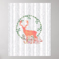 Aquarelle Russe Reindeer Boho