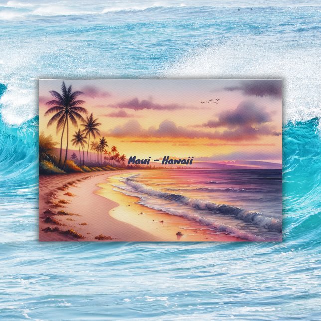 Poster Aquarelle Sketch Maui Hawaii Coloré | (Créateur téléchargé)