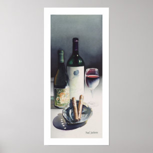 Poster Aquarelle "Vin & Cigars"