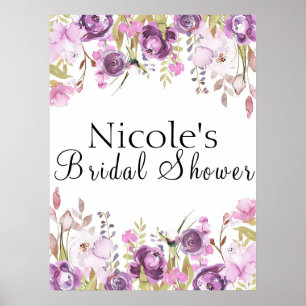 Poster Aquarelle violette Lavender Lilac Accueil Floral