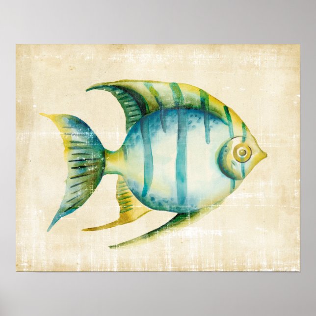 Poster Aquarium bleu et jaune Poisson (Devant)